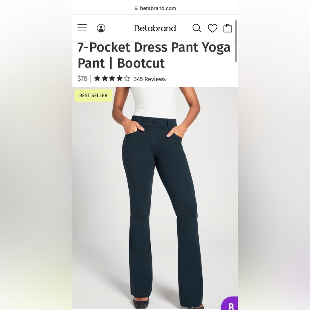 Betabrand 7-Pocket Dress Pant Yoga Pant | Bootcut navy small work pants